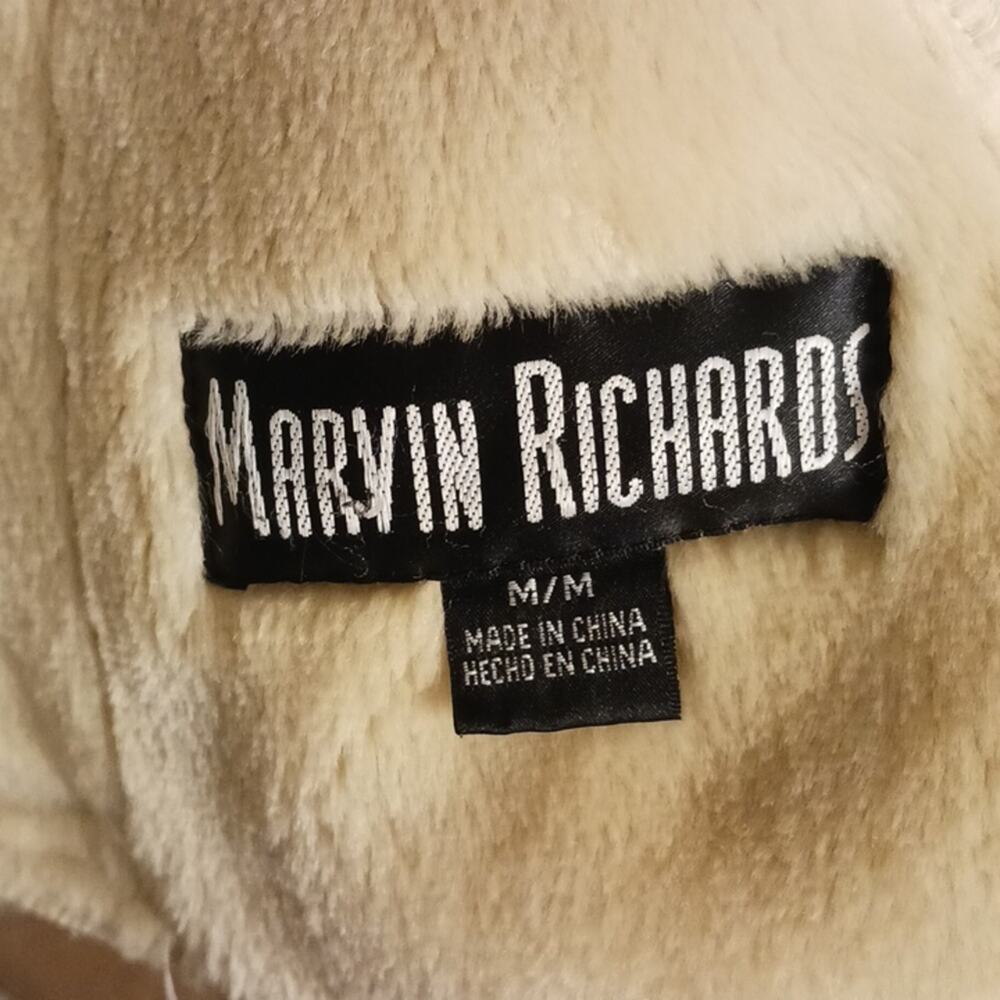 Marvin Richards Coat Women's Sz M Beige Fleece Lined Faux Suede Hood Warm Jacket - Picture 14 of 16